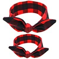 Lurrose 2pcs - Set Mamá y bebé Niños Niña Niño Niño Flor infantil Floral Arco Banda para la cabeza Turbante Nudo Diadema…